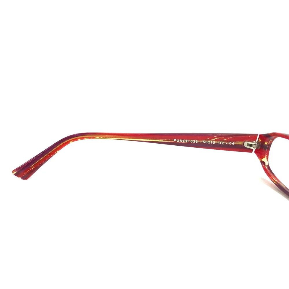 Jean Lafont Eyeglasses Frames PUNCH 633 Red Striped Horn Cat Eye 53-15-142